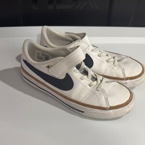 Nike Kids White and Black Sneakers with Brown Accents